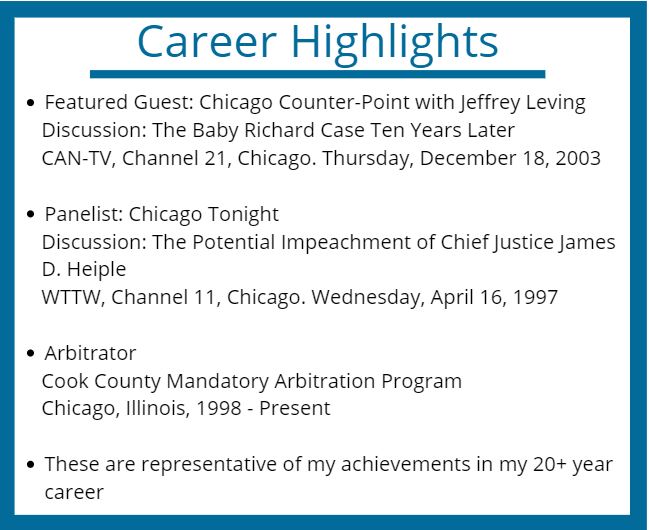 Career Highlights, Richard Craig, Personal Injury Attorney Chicago